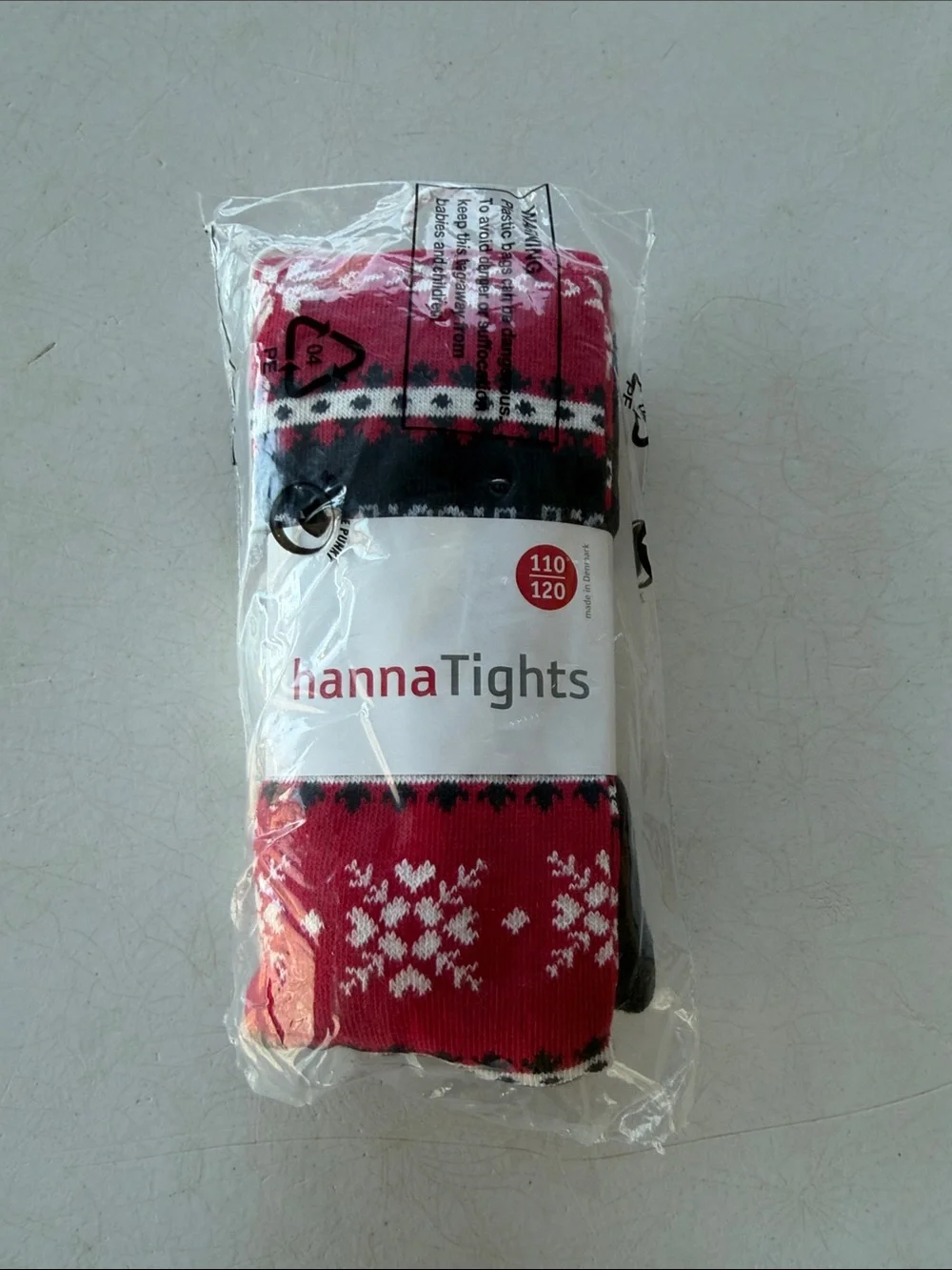 NWT Hanna Andersson Nordic Winter Black Tights with Red and White Trim